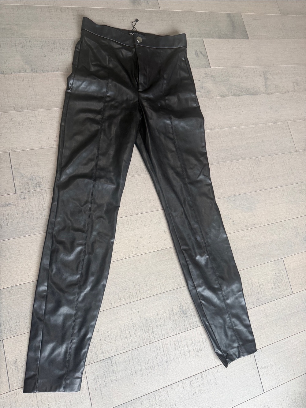 Zara Black Faux Leather Skinny Jeans